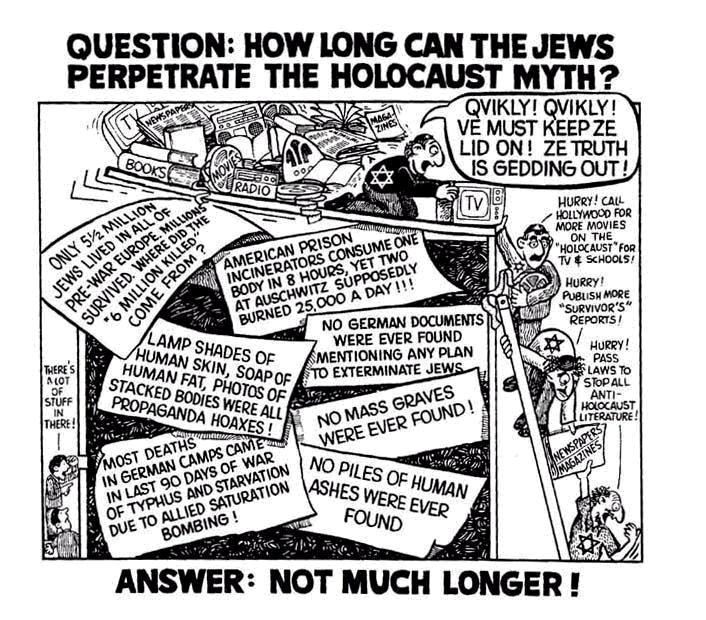 holocaust cartoon how long can the jews perpetrate the holocaust myth?
